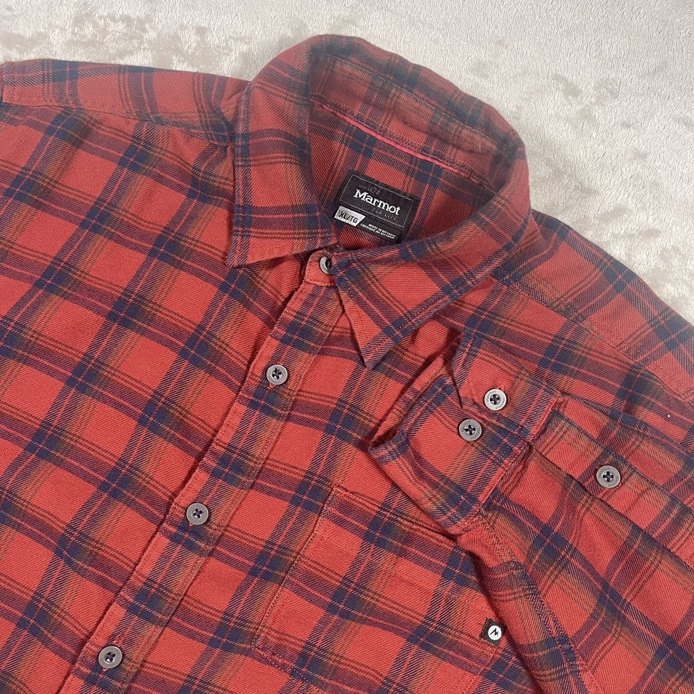 Marmot Men's XL Red Plaid Anderson‎ Lightweight Flannel Shirt Gorpcore